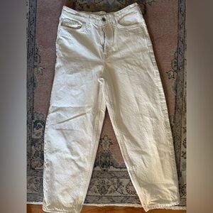 COS Cream Wide Leg Cropped Jeans